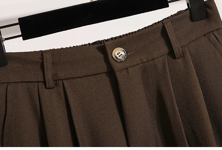 Plus Size Pants Woman 2026 Spring Autumn New Arrival High Waist Suit Pants High Quality Korean Style Straight Trousers