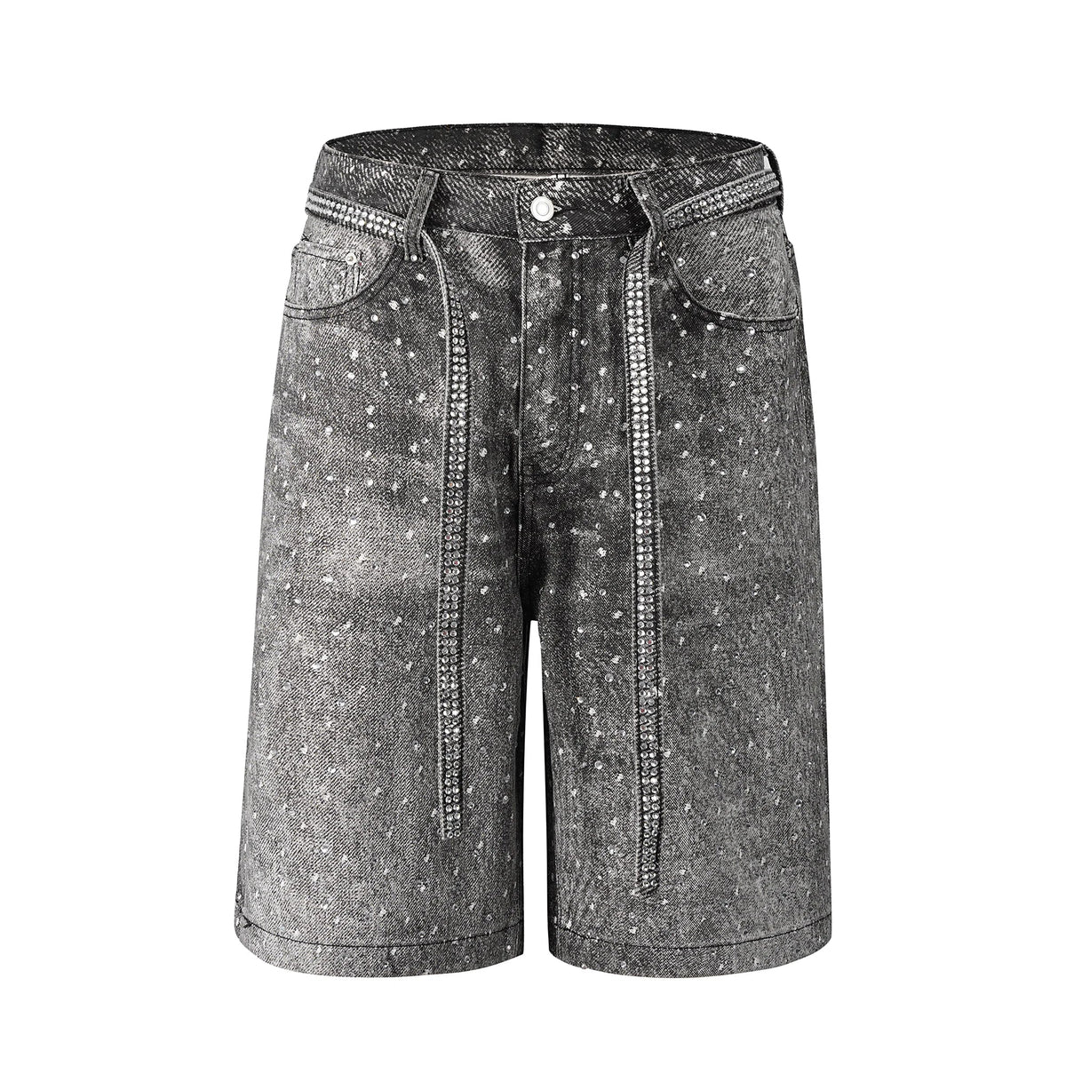 Full Rhinestone Print Washed Blue Baggy Jeans Mens and Women Ropa Hombre Streetwear Solid Casual Denim Trousers Loose Cargos