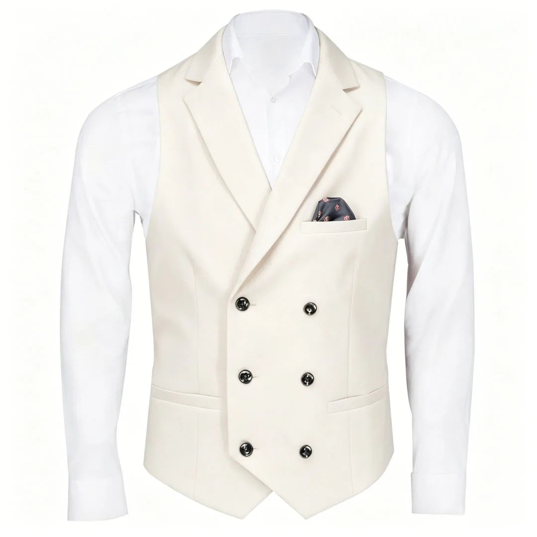 Men Vest Black Solid Double Button With Lapel Waistcoat For Business Wedding Party Banquet Prom Daily Casual Men Suit Vest