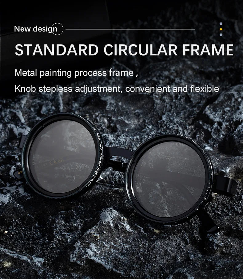 Cycling ND2-400 9 Level Adjustable Dimming Polarized Sunglasses Men Women Fishing Punk Round Glasses Eyeglasses ND Filter