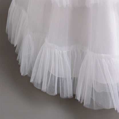 New Elegant Dress for Girls Flower Wedding Long Embroidered Panto Skirt 4-12 Years Old Piano Performance Girl Dress