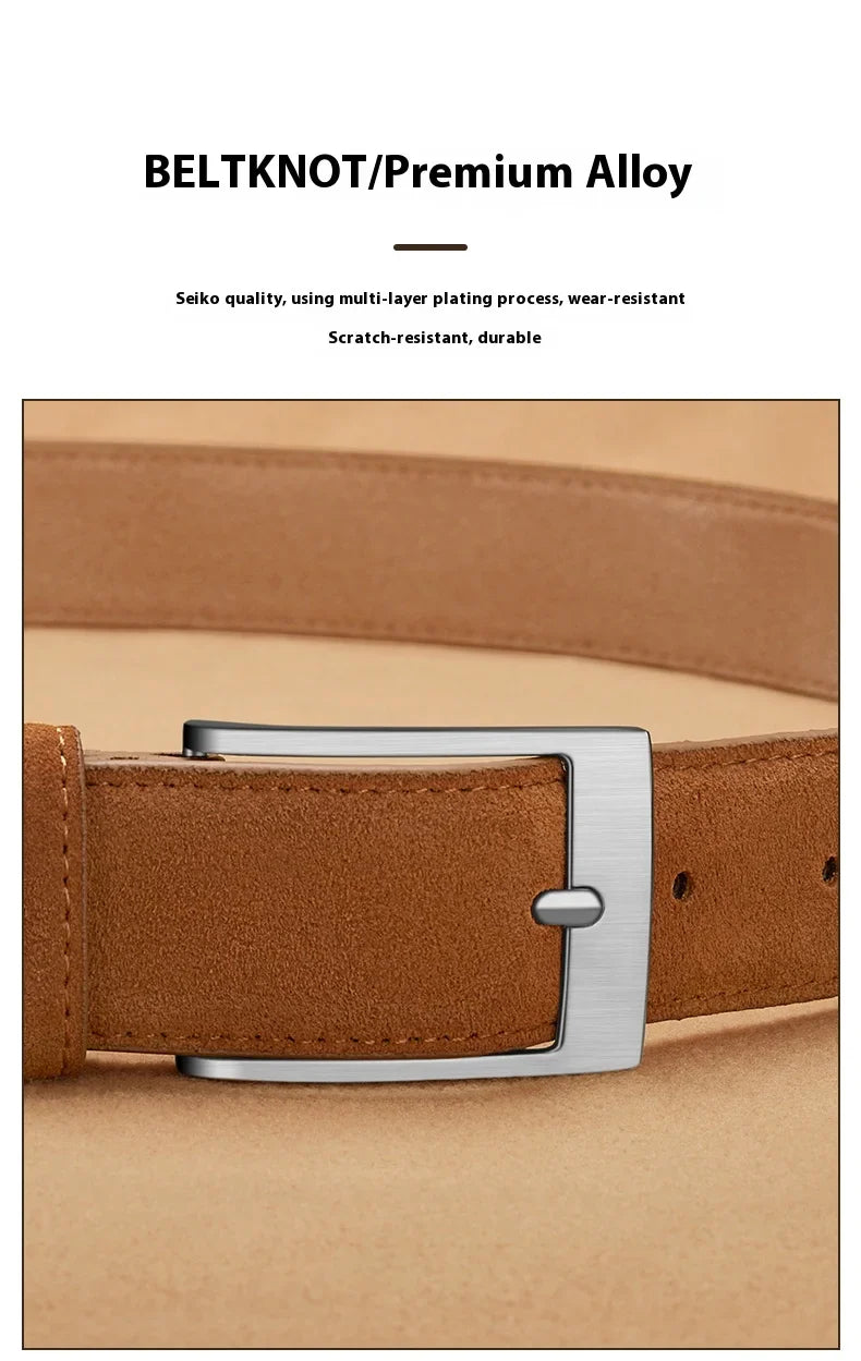 Sude Belt Cow Genuine Leather For Man And Lady With Oxford Fabric Strap Genuine Leather Luxury Pin Buckle Blue Belts