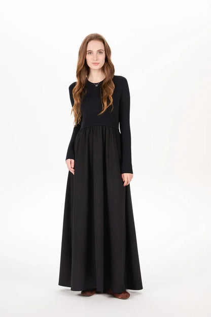 AS AW25 stripe knitting cardigan + sleeveless patch dress maxi matching set for woman clothing