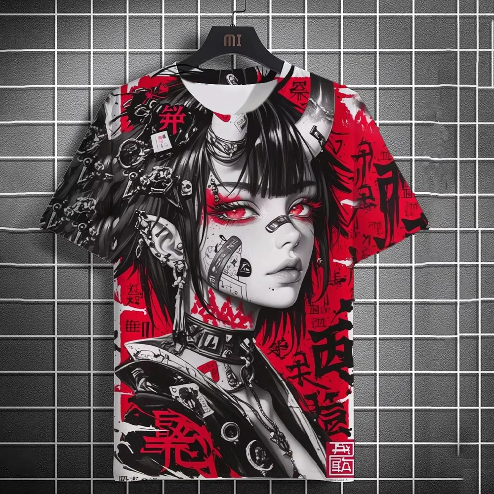 Japanese Anime Girl 3D Print Sports Breathable Men T Shirt Harajuku Kawaii Y2K Casual Street Short Sleeve Fashion Top