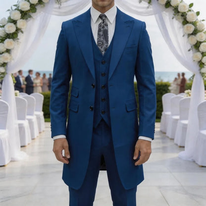 Slim Fit 3 Pieces Formal Men Suits Long Jacket Custom Wedding Tuxedo Business Dress Outfit For Groom Party Wedding Formal Wear