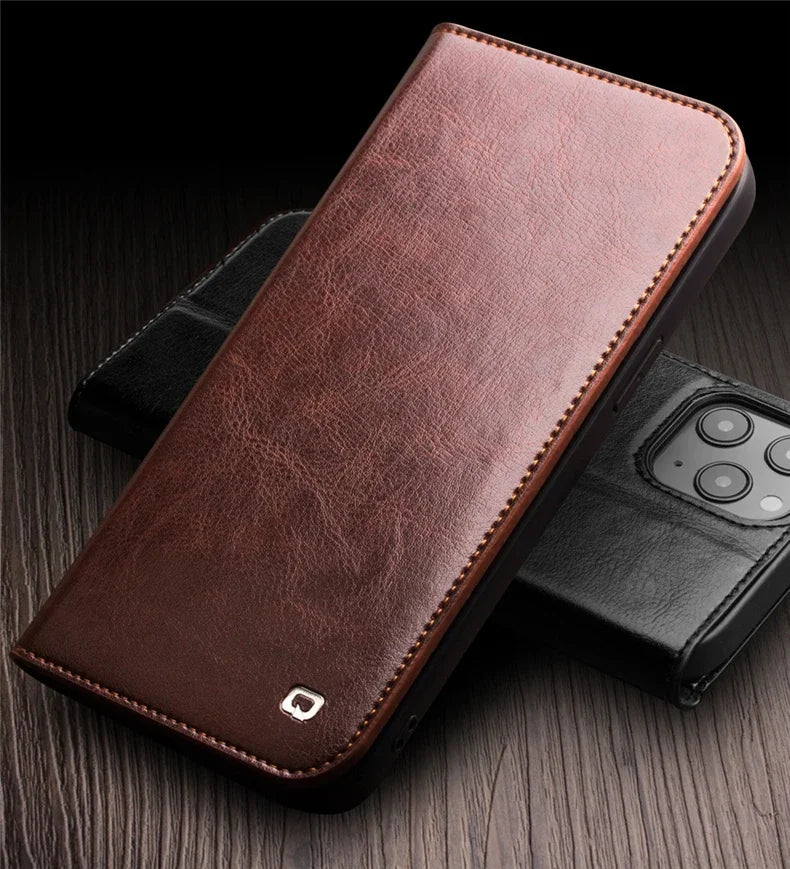 Luxury Thin Case for iPhone15 14 13 12 11 Pro Max Mini Genuine Leather Fashion Cover for XR XS Max 7 8 14 Plus Card Slot