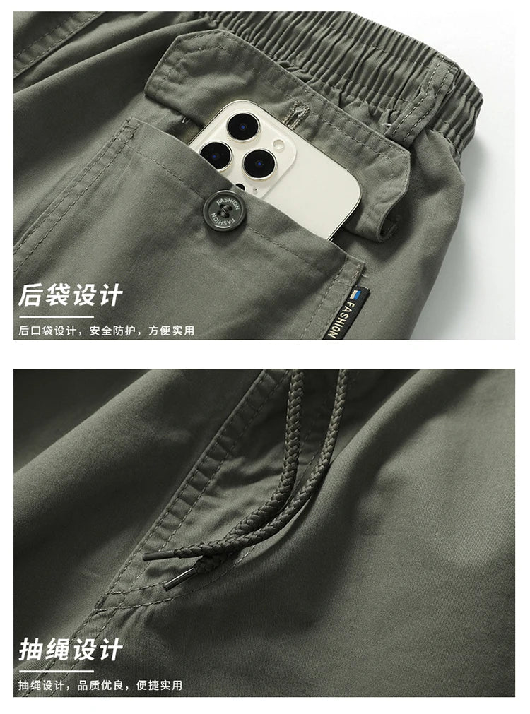 Summer new men's work shorts pocket zip trend versatile casual trousers five work trousers