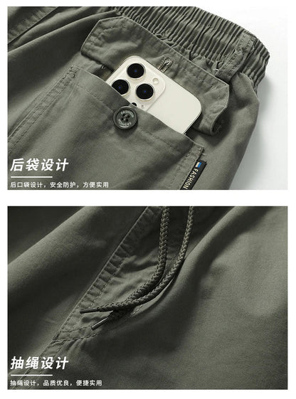 Summer new men's work shorts pocket zip trend versatile casual trousers five work trousers