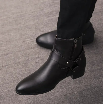 New Large-Sized 100% Cowhide Men's Boots Fashionable Casual Thick-Soled Breathable Men's Leather Shoes Outdoor Sports Chelsea