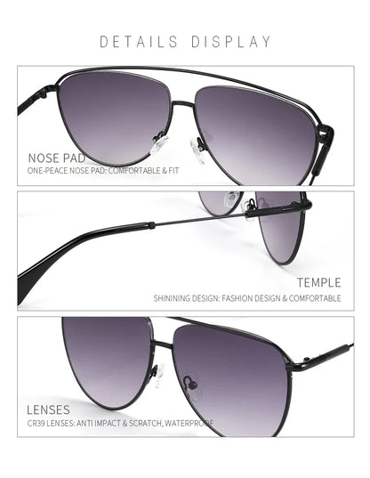 Trend Pilot Sunglasses Women's Fashion Double Bridge Metal UV400 Gradient Sunglasses Women's  Outdoor Sunglasses