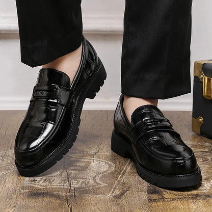 Men's Thick Soled Leather Shoes Minimalist Design Style Daily Outdoor Leisure Business Party Height Increasing Shoes Zapatillas