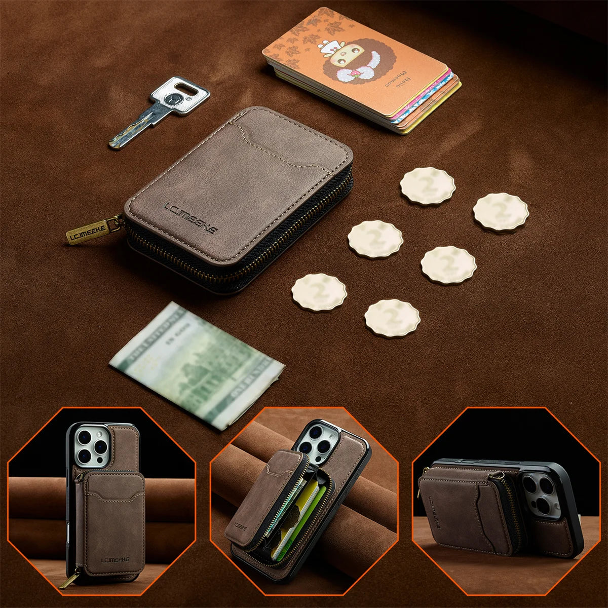 For Magsafe Magnetic Leather Phone Case for iPhone 16E 17 Air 16 15 Plus 14 13 12 11 Pro Max Wallet Card Holder Pocket Cover