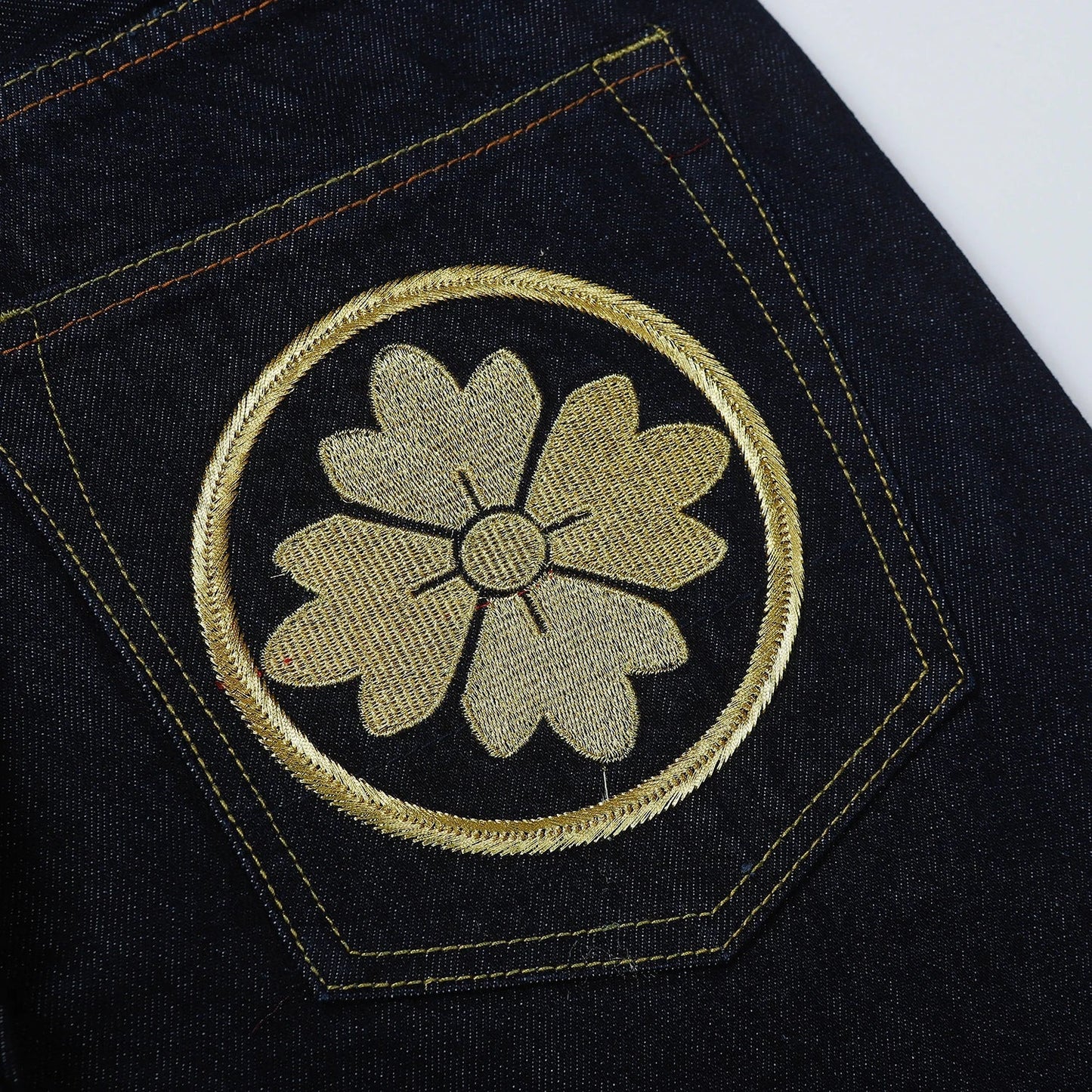Men Embroidery Denim Shorts Black Hiphop Jeans Pants Cherry Blossom Dragon Totem Washed Zipper Cotton Summer cherry blossoms 024