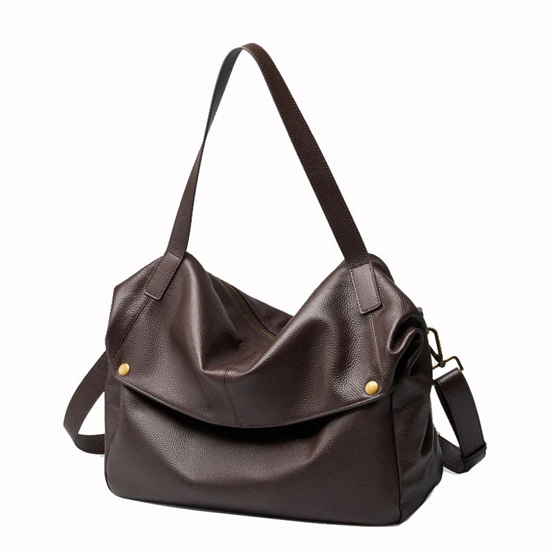 2026 New Large Capacity Women's Shoulder Bag Genuine Leather Tote Casual Handbag for University Students And Commuters Crossbody
