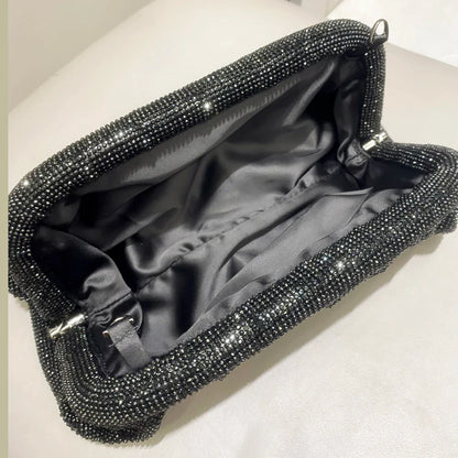 Shiny Handle Rhinestones Handmade Evening Clutch Bags New Folds Purses And Handbags Luxury Designer Wedding Party High Quality