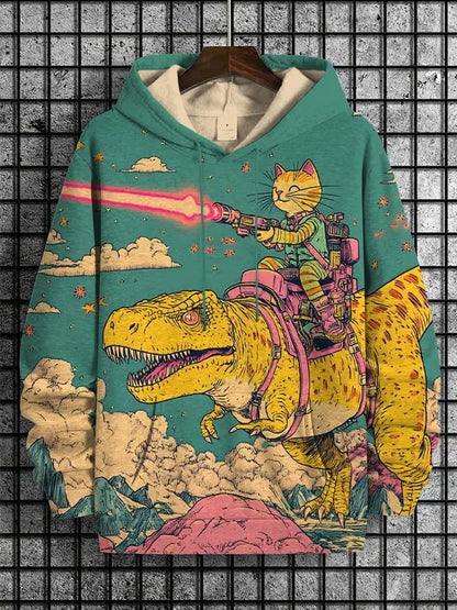 2026 Men's Hoodies Funny Cat Dinosaur UFO Art 3D Printed Cartoon Sweatshirt Men Women Tracksuit Oversized Casual Street Y2k Coat