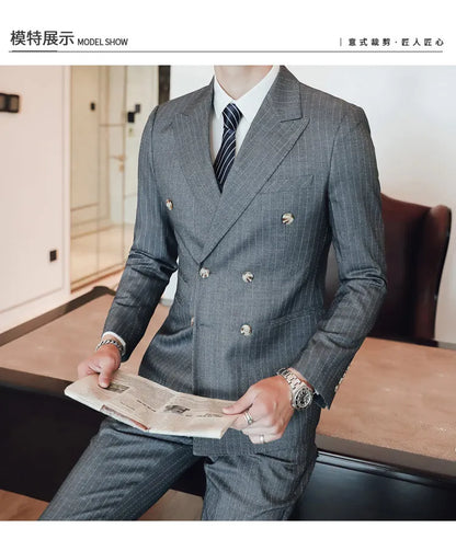 27 Colors ( Blazer + Vest + Pants ) Boutique Fashion Plaid Formal Office Business Mens Suit Three Pieces Groom's Wedding Dress