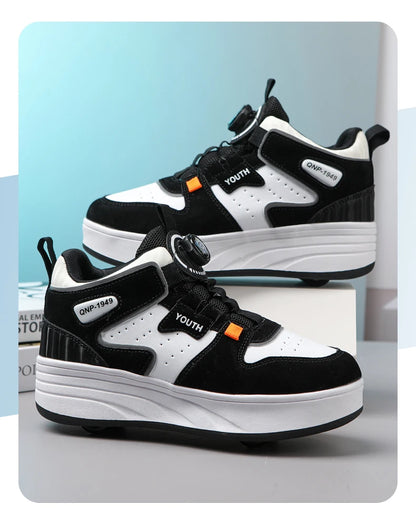 Students Children's Shoes Four Wheel Light Shoes Boys Invisible Roller Shoes Large Size Outdoor Sports Walking Shoes Women