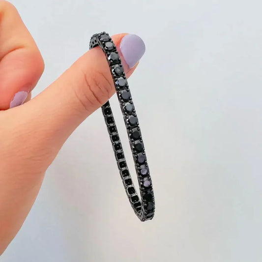 Bracelet tennis moissanite noire 3 mm 4 mm avec diamants, certifié GRA, en argent sterling 925 plaqué or 18 carats, pour femmes et hommes, style hip-hop