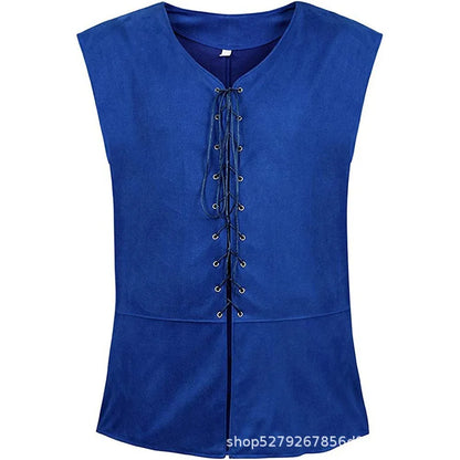 2025 Medieval Renaissance Pirate Gothic Steampunk Vest for Men, Multicolor Loose Plus Size Suede Fashion Men's Waistcoat,S-XXL