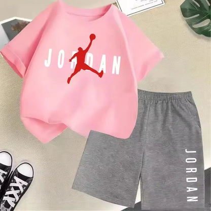 Summer Short Sleeve Children Set Slam Dunk Master Pattern Print Sports T-shirt+Shorts 2pcs Set Kids Boys Girls Fashion Tracksuit