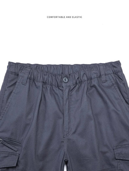 Knee Length Cargo Shorts Men's Summer Casual Cotton Multi Pockets Breeches Cropped Short Trousers Camouflage Shorts