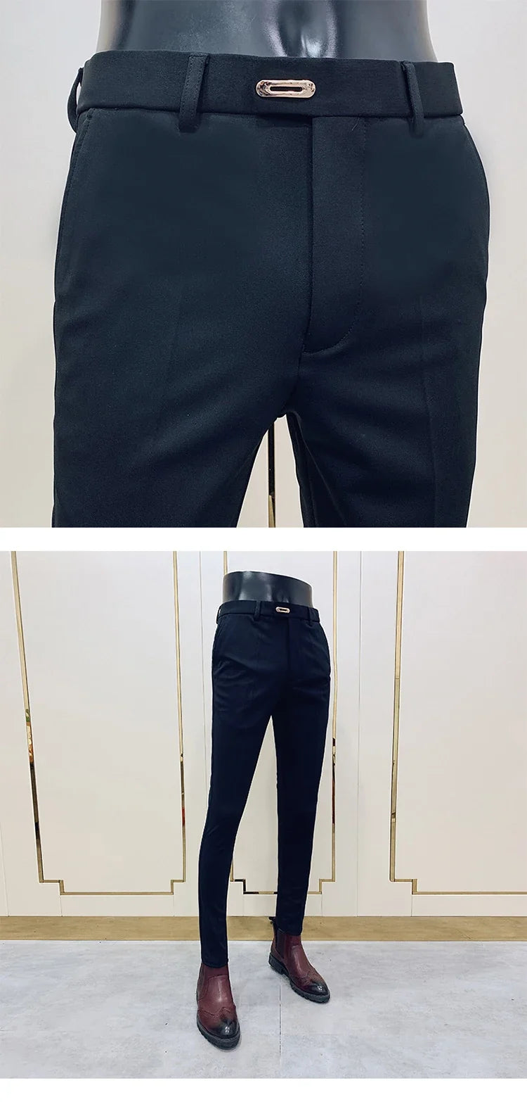 Men Suit Pants Formal Trousers Stretch Slim Pantalone Hombre Calça Masculina Solid Color Casual Dress Pants Fashion Men Clothing