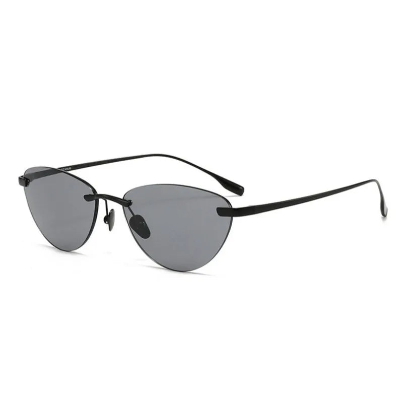 Frameless Cat Eye Sunglasses Fashion New Irregular Sun Glasses Titanium Men Driving Glasses Women Outdoor UV Resistant Eyewear