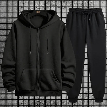 Plus Size Men's Tracksuit Hooded Sweatshirts Sports Sweatpants Zipper Jacket Coats Casual Jogging Pants Male Clothing 110-185KG