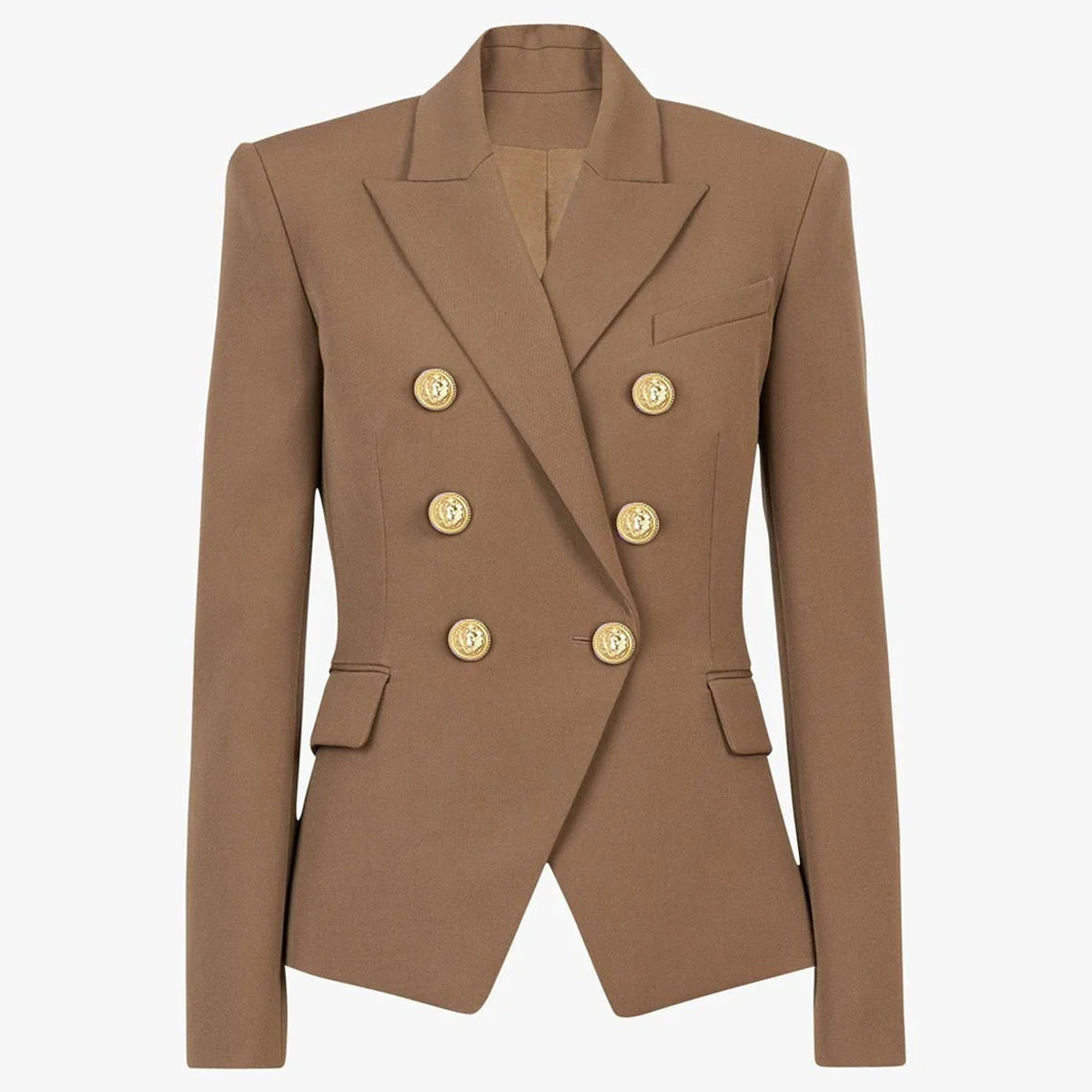 S-XXL Rainbow Color Fashion Classic Solid Double row Gold Button Long Sleeve Slim Fit Temperament Commuter Casual Woman Blazer