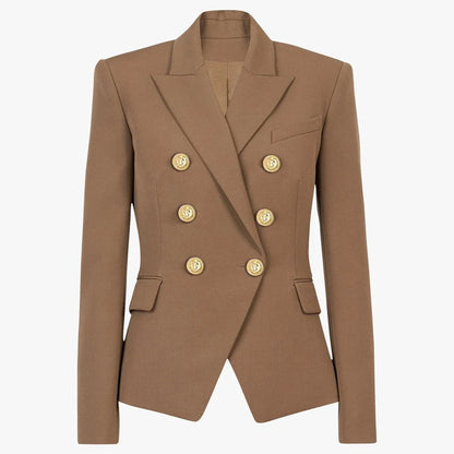 S-XXL Rainbow Color Fashion Classic Solid Double row Gold Button Long Sleeve Slim Fit Temperament Commuter Casual Woman Blazer