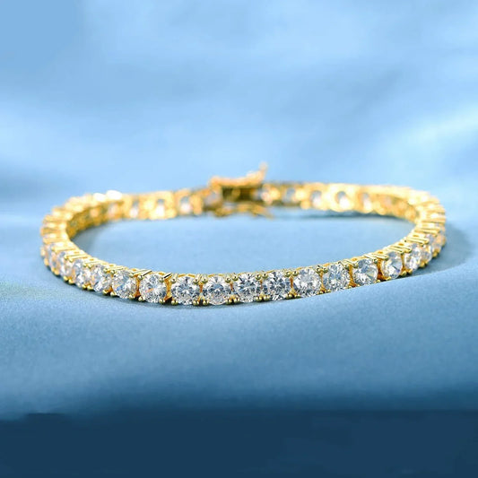 Bracelet de tennis en or pour femmes et hommes, diamant de laboratoire Moissnaite 3MM, bijoux de mariage en argent S925 avec certificat