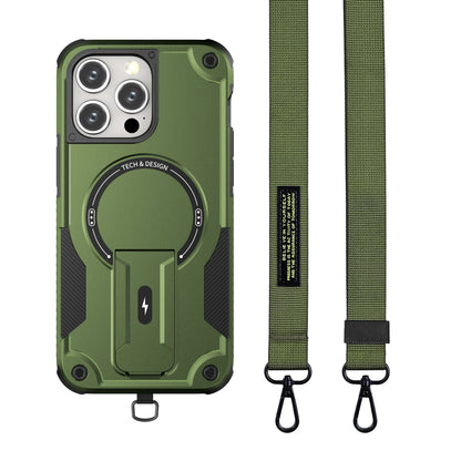 Crossbody Cool Magnetic Phone Case for iPhone 17 Pro Max 16 Plus 15 14 13 12 Lens Protection invisable Bracket for Magsafe Cover