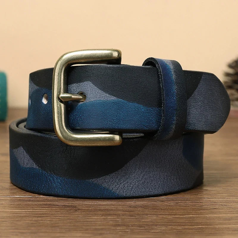 3.3CM 3.8CM Camouflage Tactical Belt Solid Brass Buckle Sports Strap Cowskin Real Genuine Leather Belt Military Belt