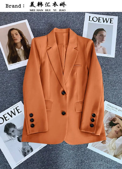 Elegant Office Lady Blazers for Women 2025 Fashion Long Sleeve Single Button Blazer Coats Female Top Suit Jackets Outerwears