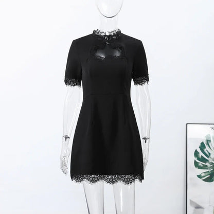 Fashion Lace Up Polka Dot Mini Dress Women Square Collar Short Sleeve Satin Party Dresses2026 Summer Lady Elegant Beach Robe New