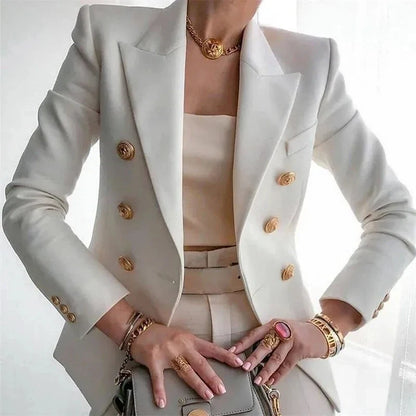 Women's Small Blazer Jacket 2026 Spring Autumn Casual Office Elegant Ladies Suit Coat High-end Double-breasted Lady Outerwear