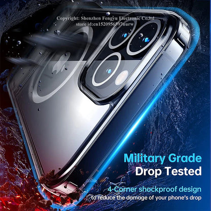Clear Magnetic Phone Case with Kickstand for iPhone 17 Pro Max Air 16 15 14 Plus 13 12 11 Mini for Wireless Charging Back Cover