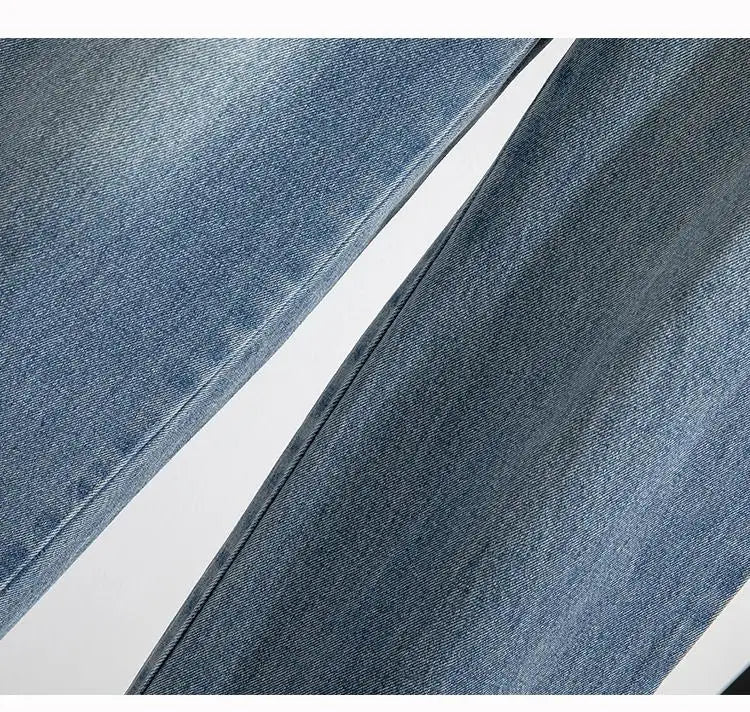 High Waist Wide Leg Cotton Denim Dstring Loose Fit Women's Autumn 2024 Slimming Effect Pure Cotton Casual Trousers
