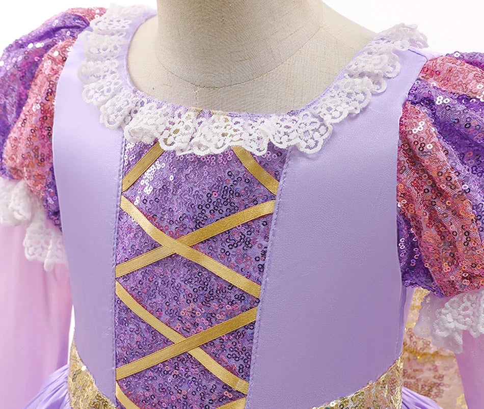 Rapunzel Purple Dress Princess Costume Sets Children Birthday Carnival Halloween Party Fancy Girls Ball Gown Cosplay Clothes