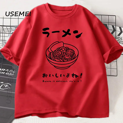 Ramen T Shirt Japanese Tshirt Food Lover Kawaii Japanese Streetwear Foodie Noodle T-shirt Woman Man Cotton Short Sleeve Tees