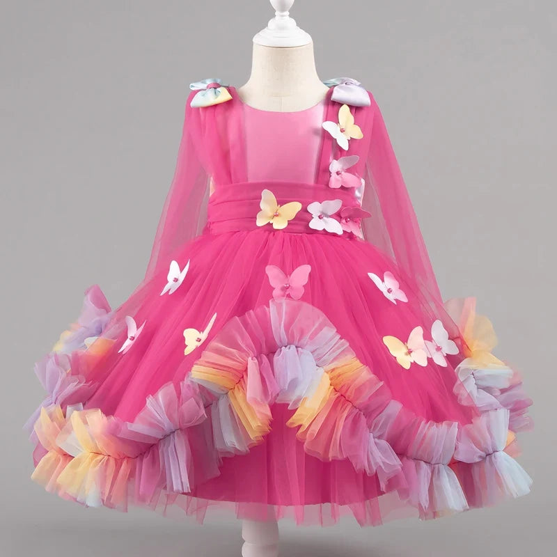 Baby Dress 0-5 Years Birthday Party Wedding Dresses For Toddler Sleeveless Butterfly Mesh Fluffy Cute Girl Princess Dress