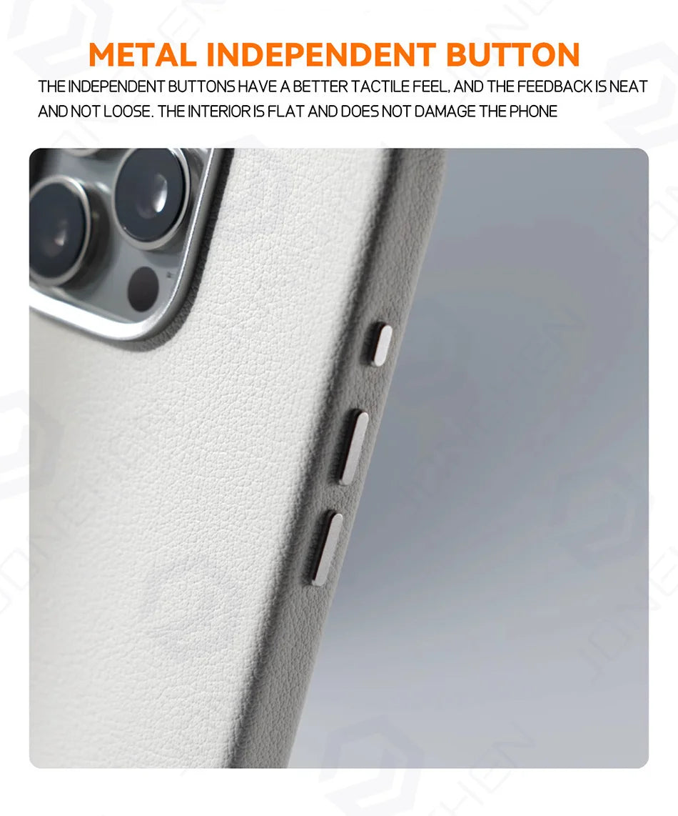 For Magsafe Leather High Quality Alloy Camera Button Magnetic Case For iPhone 16 Pro Max 16pro Wireless Charge Shockproof Cover