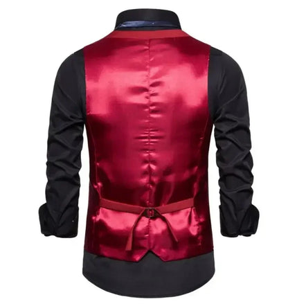 Blue Suit Vest, Men's Business Sleeveless Vests Jacket, Asian size S-6XL, Wedding Party Waistcoat, Red Purple Black Gray