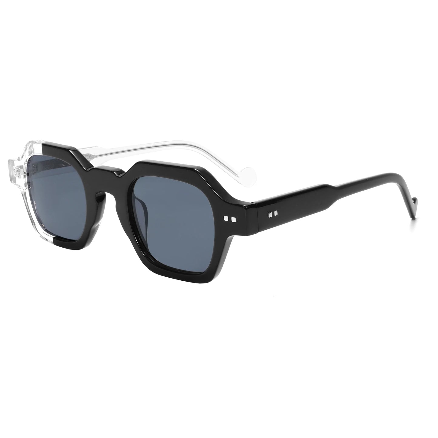 Retro Sunglasses Asymmetric Color Square Frame UV400 Protection for Women Men Polarized Lens Outdoor Daily Wear Lightweigh