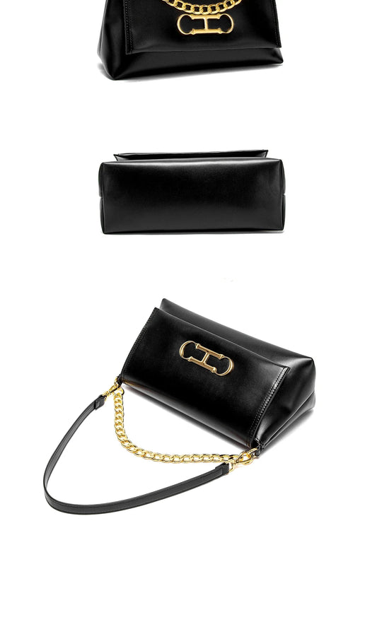 Women's Handbag New Black Minimally Designed Commuter Magnetic Flip up Stick Bag