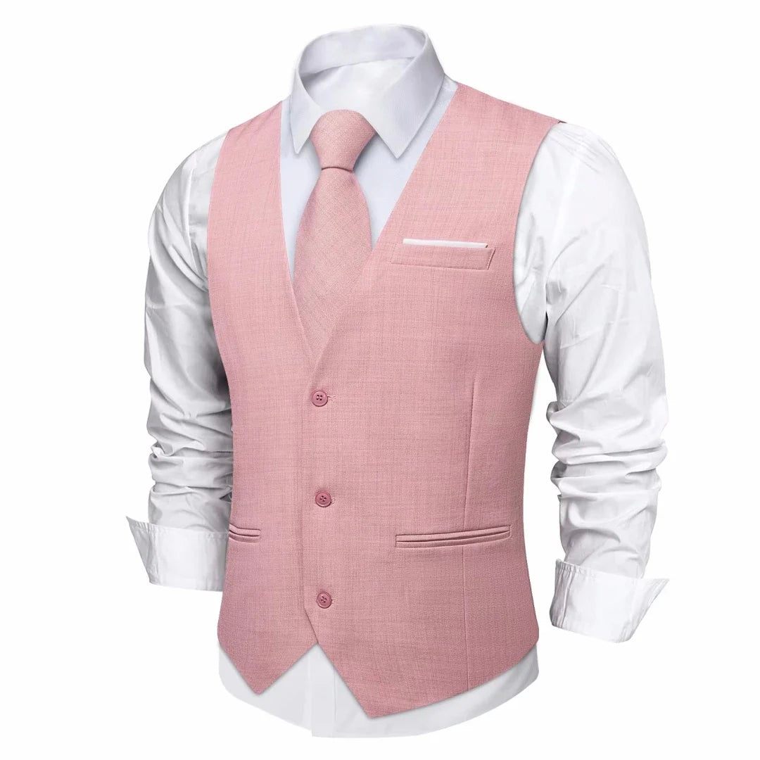 Fashion Men Vest Blue Single Breasted V Neck Solid Waistcoat For Wedding Birthday Party Prom Business Daily Casual Men Suit Vest
