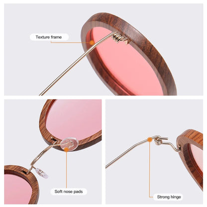Wooden Aduit Sunglasses Brazilian rosewood Handmade Polarized Glasses Mirror Coating Lenses Eyewear With Gift Box 2103