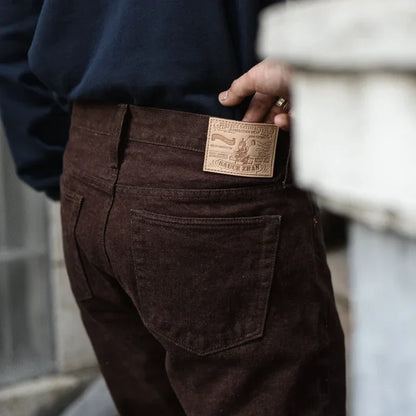 Men Jeans Brown Jeans Men Jeans Trousers  Selvedge Denim Jeans for Men Taper Fit Mens Jeans vintage 13.8 Oz