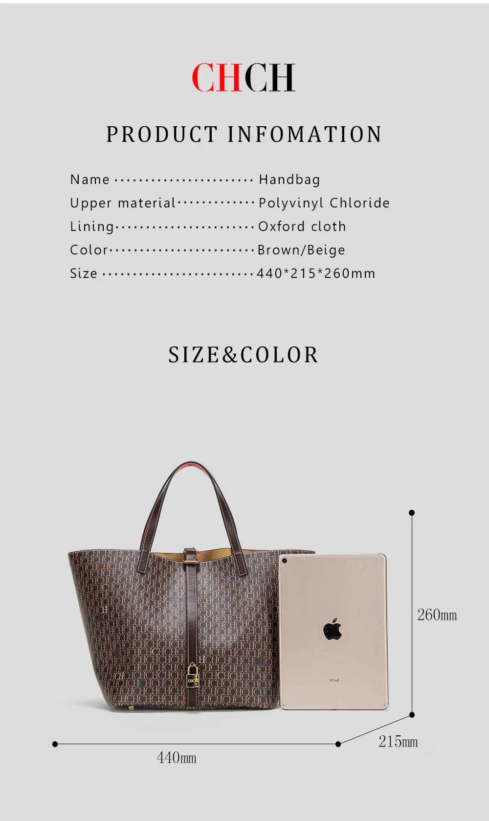 Retro Classic Style Exquisite Workmanship Letters Printing Ladies Multifunctional Handbag Large Capacity Women's Handbag